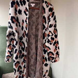 Knox Rose Open-Front Leopard Print Cardigan - EUC